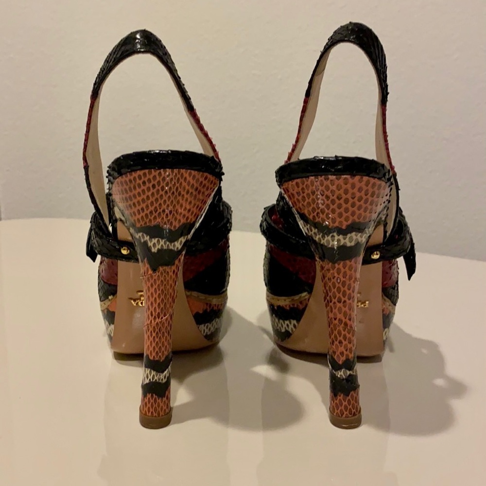 Prada Red and Black Python Skin Heels. - Picture 5 of 10